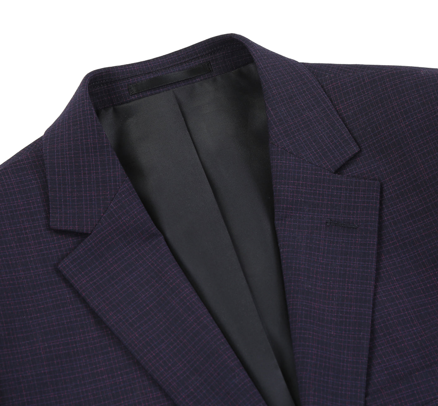 293-13 Men's Classic Fit Single Breasted Black Micro Check Notch Lapel Suits - 38Lx32W