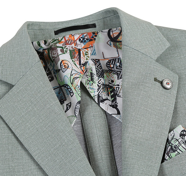 Half Canvas Slim Fit Blazer in Light Sage Gray - 38R