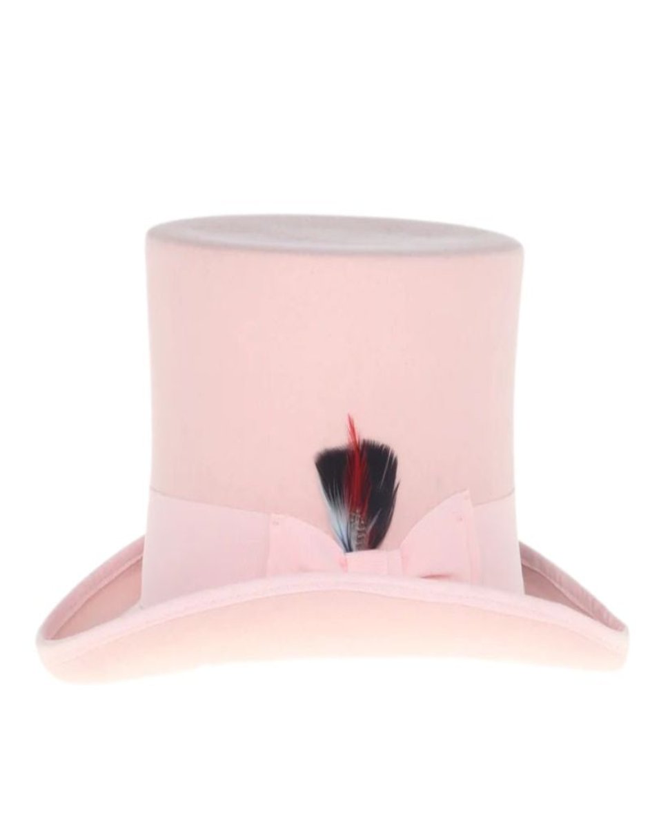 Victorian Steampunk Top Hat - 1800 19th Century - Dressy Loden Felt Top Pink Hat - S
