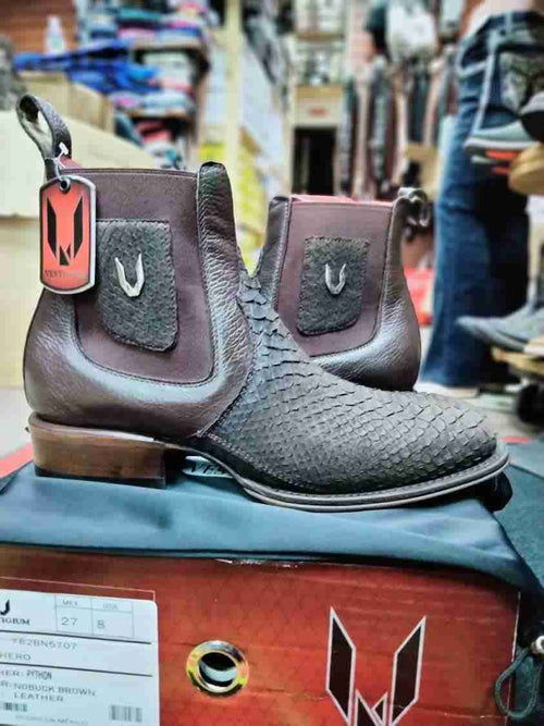 Vestigium Python Nubuck Exotic Ankle Boots Brown - Brown