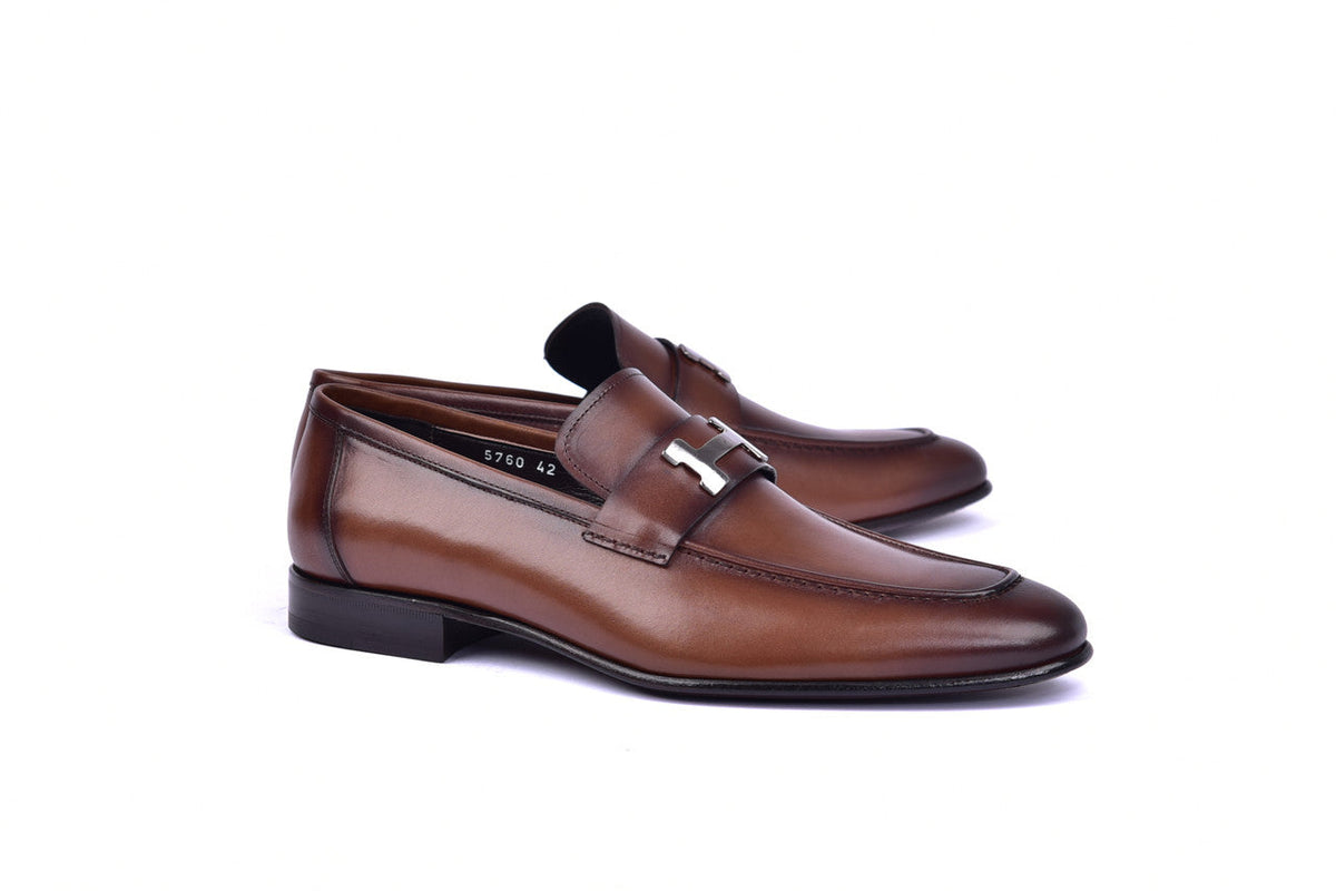 Corrente 5760 H Buckle Loafer Shoes - Cognac - Cognac - Size 13
