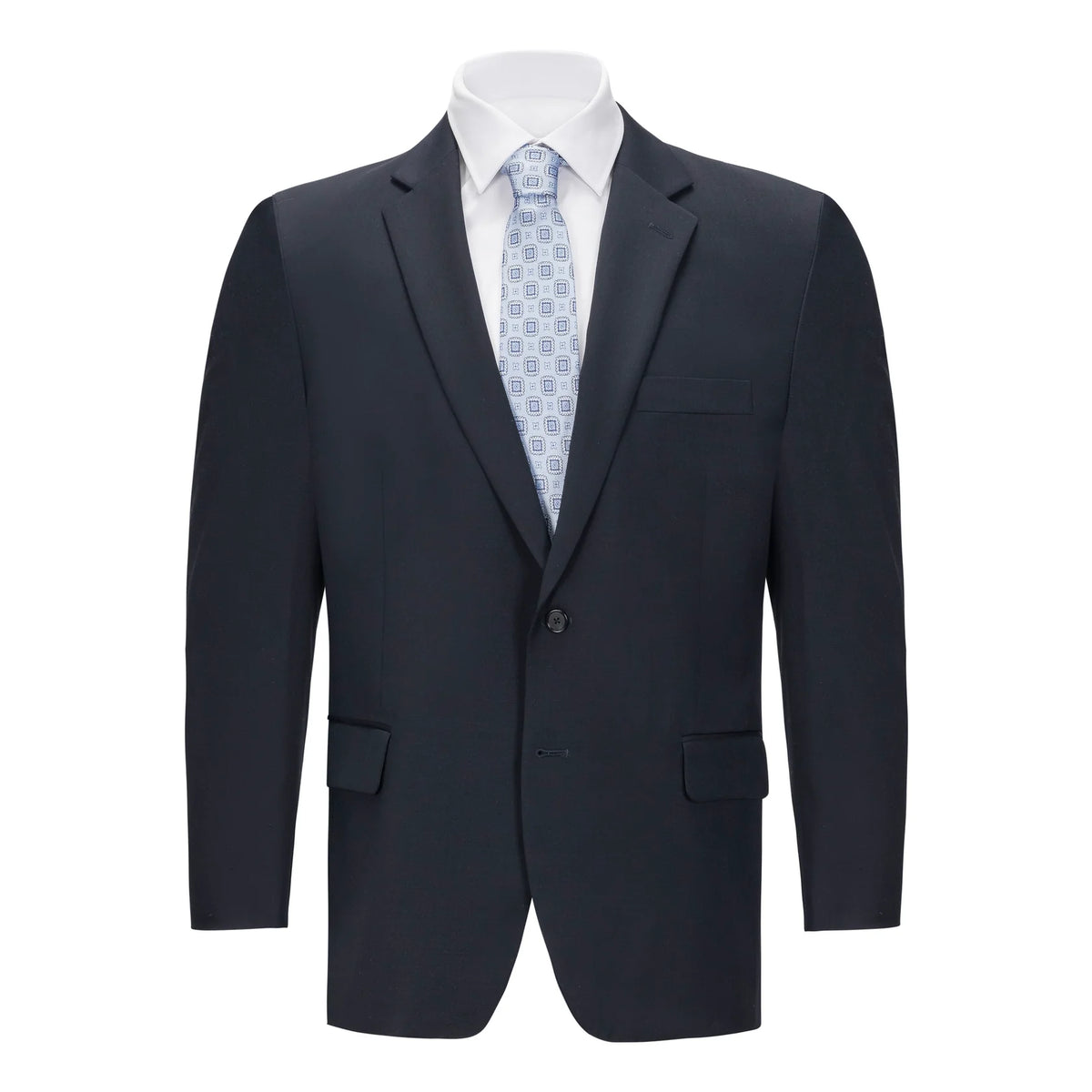 Men's Navy Portly Fit Suit Separate Jacket – Classic Wool Blend Formal Blazer