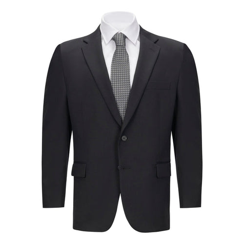Men's Black Portly Fit Suit Separate Jacket – Classic Wool Blend Formal Blazer