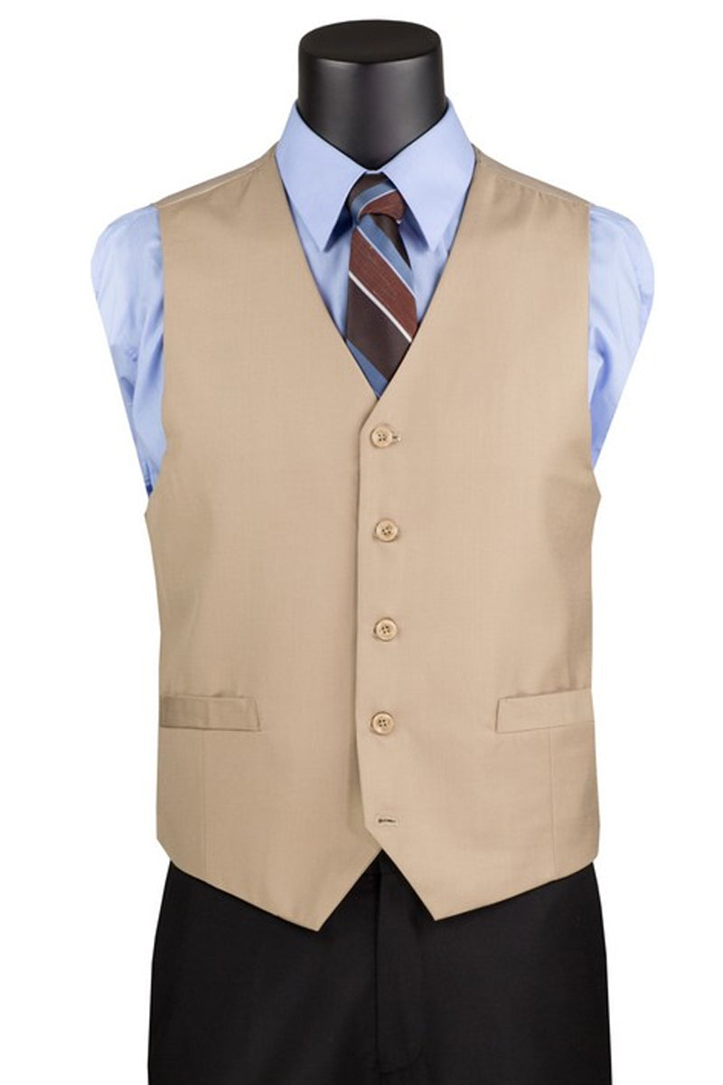 Beige Men's Suit Vest - Basic Style Essential for Formal Wear