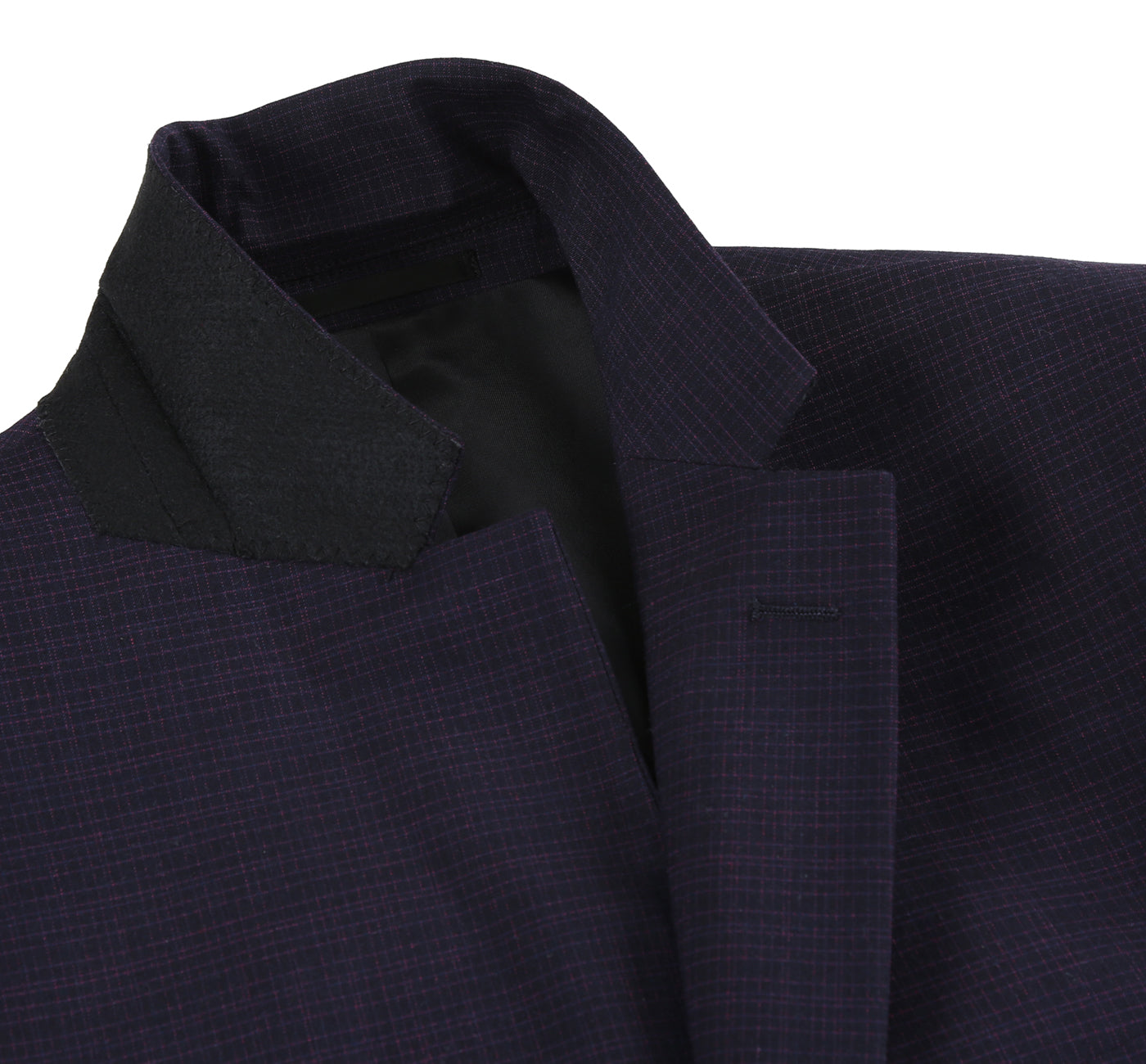 293-13 Men's Classic Fit Single Breasted Black Micro Check Notch Lapel Suits - 38Lx32W