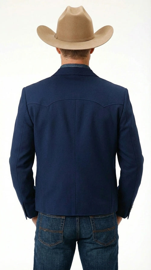 Mens Navy Blue Western Blazer Set Cowboy Style Jacket and Pants Outfit Classic Country Western Ensemble