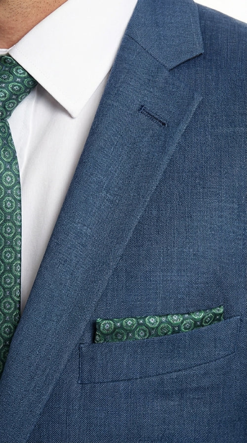 Men’s Indigo Blue Sharkskin Suit – Textured Shiny Formal Suit for Wedding, Business, 2 Buttons Slim Fitted