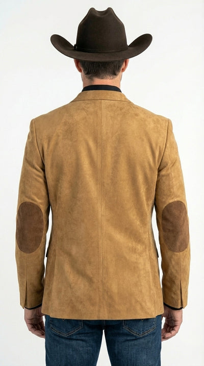 Men’s Camel Suede Cowboy Blazer – Camel Western Style Suede Sport Coat for Casual