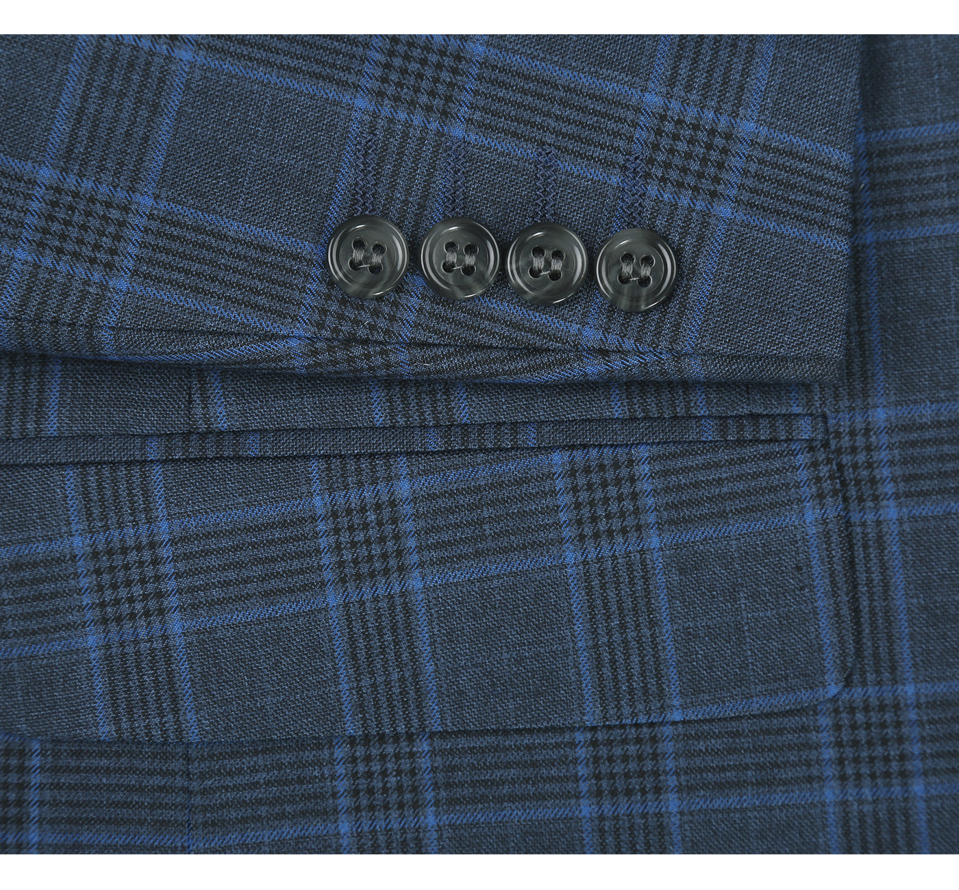 293-6 Men's Two Piece Classic Fit Windowpane Check Dress Suit - 36Sx30W