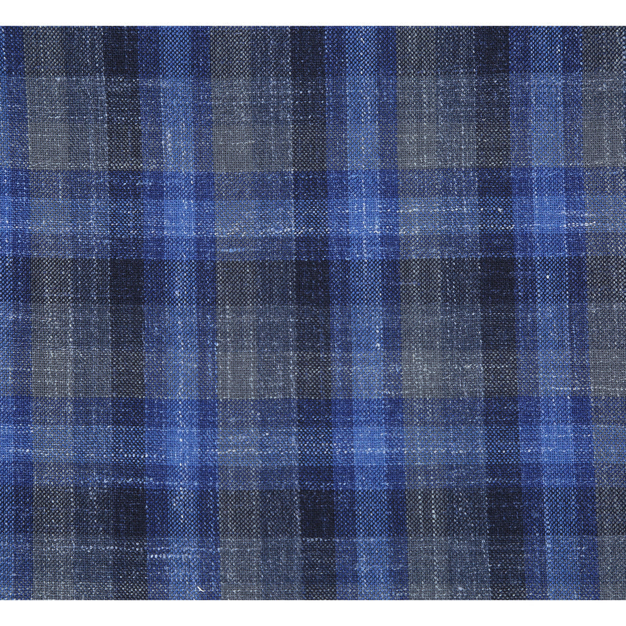 Wool Sport Coat Blazer for Men - Slim Fit, Two-Button, Navy Blue & Grey Windowpane Plaid