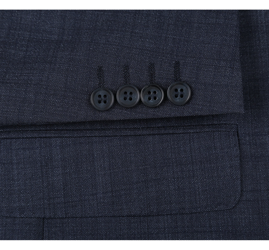 "Navy Classic Fit Wool Blend Men's Suit - Two Button Basic" - 34 Short