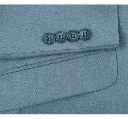 "Sky Blue Slim Fit Two Button Men's Suit with Optional Vest"