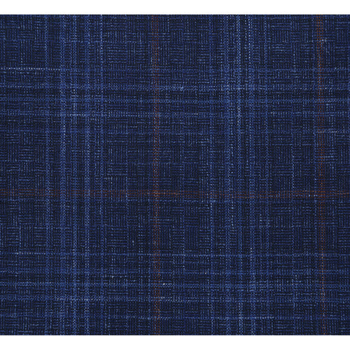 "Blue Windowpane Plaid Wool & Linen Sport Coat - Men's Classic Fit Two Button Blazer"