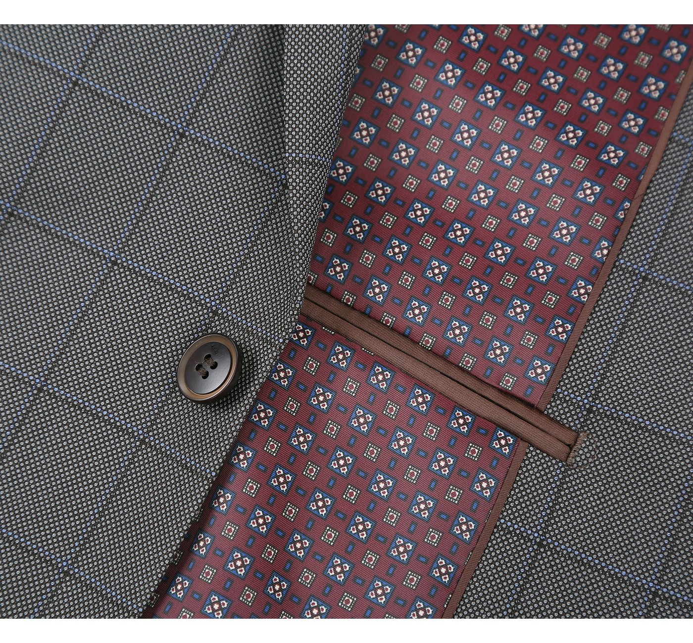 292-2 Men's Two Piece Classic Fit Windowpane Check Dress Suit - 34Sx28W