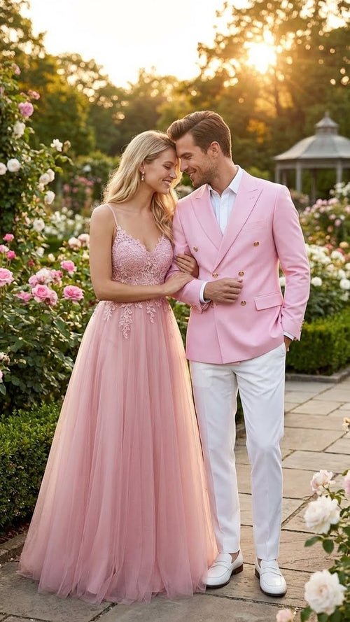 Mens Light Pink Double Breasted Blazer Sport Jacket Coat