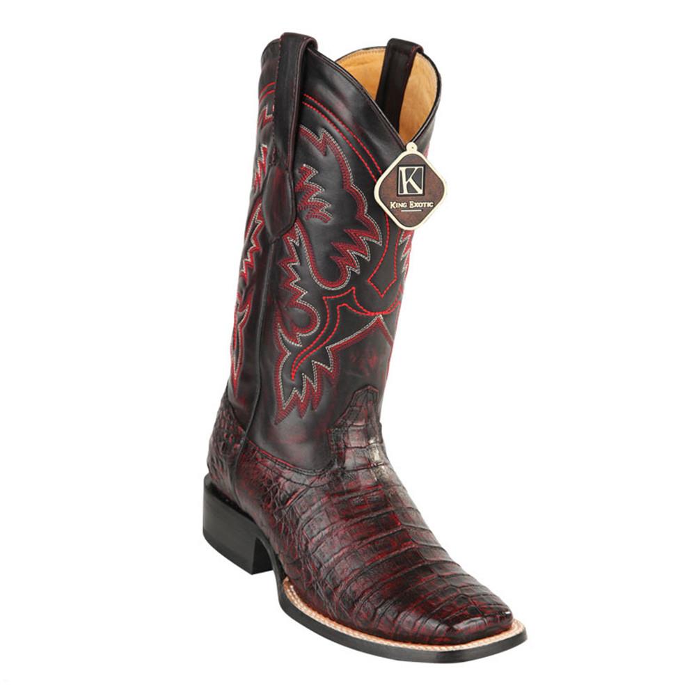 King Exotic Men's Caiman Belly Square Toe Cowboy Boot - EE