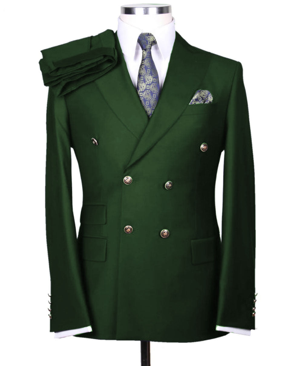 Mens Designer Double Breasted Wool Suit with Gold Buttons in Navy - New Arrival - 38 Short Jacket+32 Waist Adjustable 28to34)(Height: 5 4 to5 7 )(Neck 15-16.5)S-M)