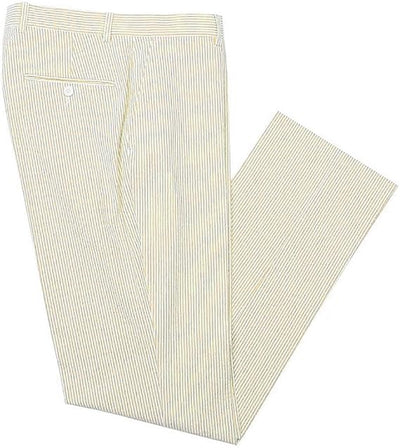 Mens Seersucker Pants - Summer Casual Pinstripe Modern Fit in Color Yellow