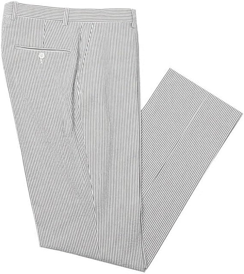 Mens Seersucker Pants - Summer Casual Pinstripe Modern Fit in Color Gray