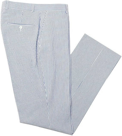 Mens Seersucker Pants - Summer Casual Pinstripe Modern Fit in Color Navy Blue