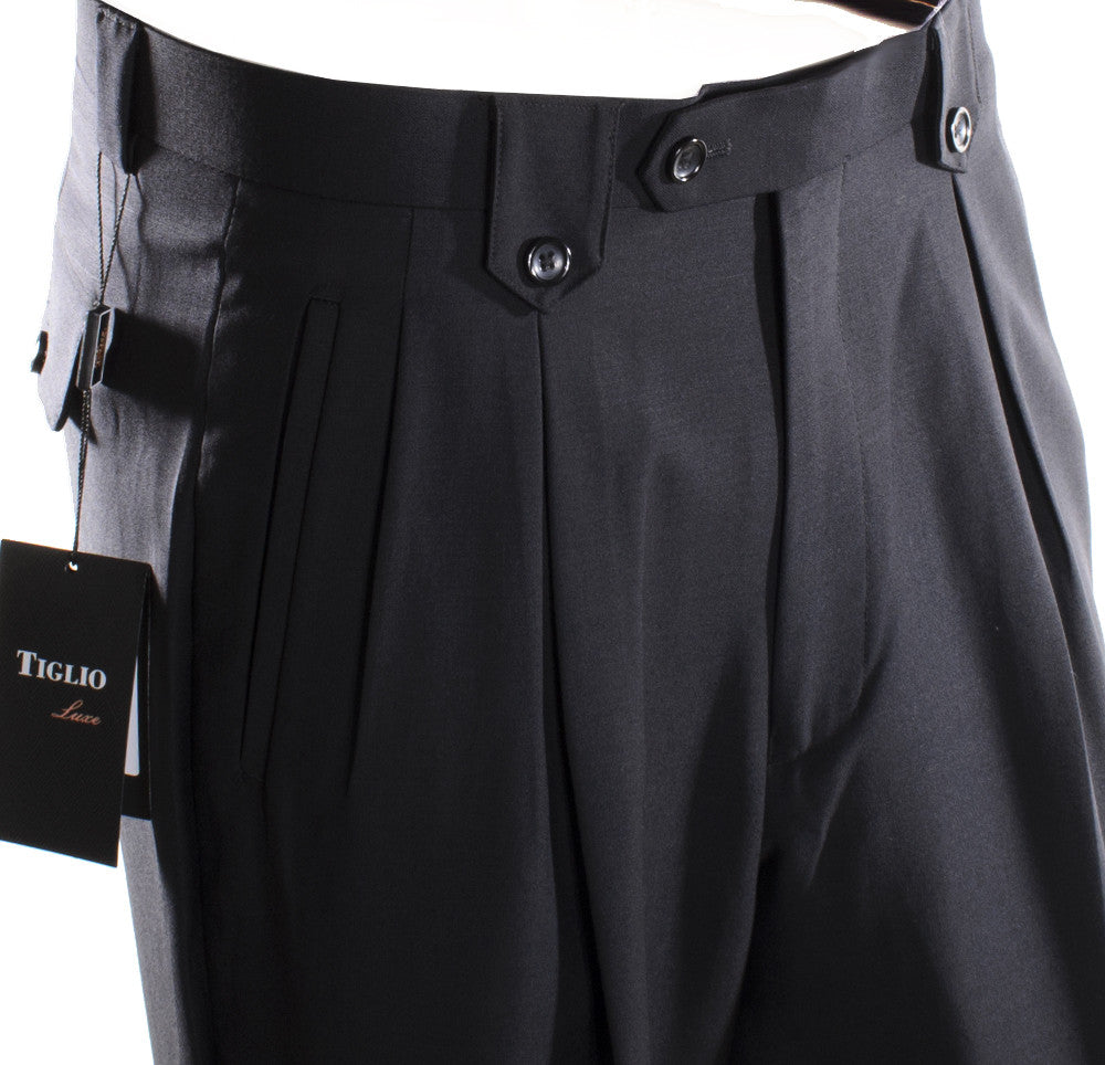 Tiglio Luxe Black Wide Leg, Pure Wool Dress Pants 2576 TIG1001 - 32