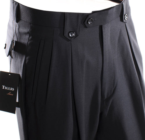Tiglio Luxe Black Wide Leg, Pure Wool Dress Pants 2576 TIG1001