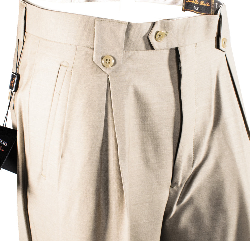 Tiglio Luxe Tan Wide Leg, Pure Wool Dress Pants 2576 TIG1004 - 32