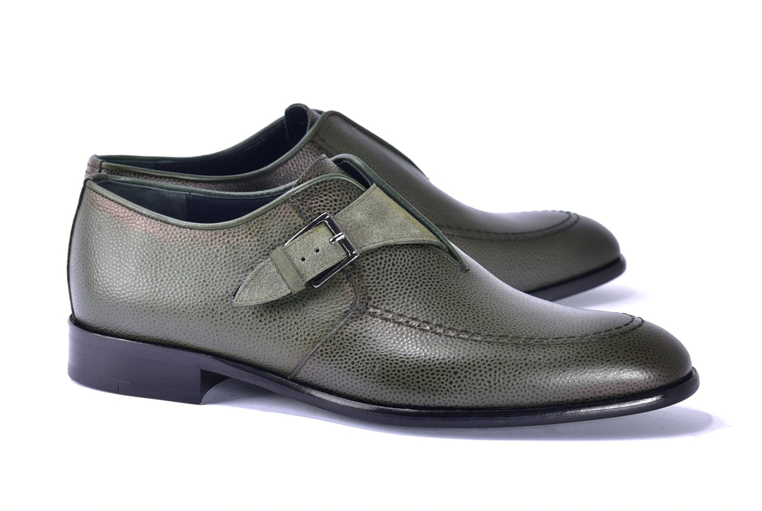 Corrente 6471 Leather Slip-On Monkstrap Shoe - Green - Green - Size 13