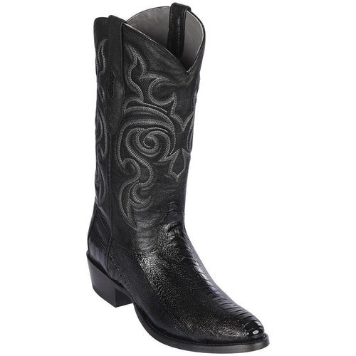 Black ostrich leg boots