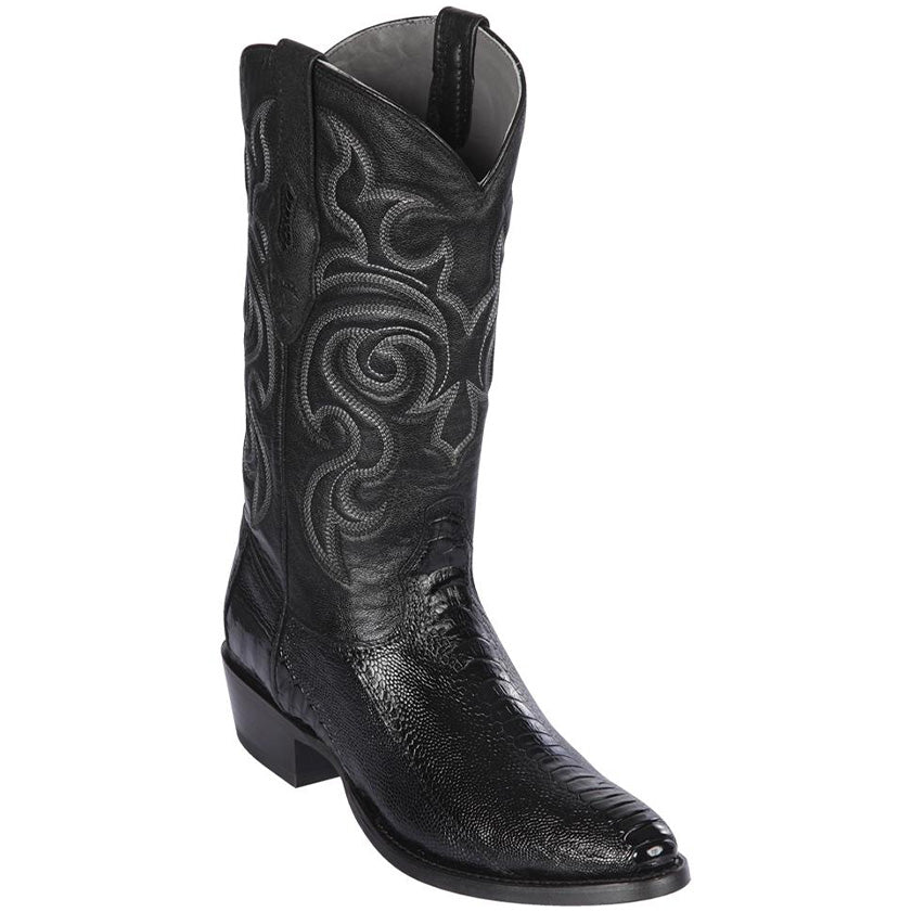 Black ostrich leg boots
