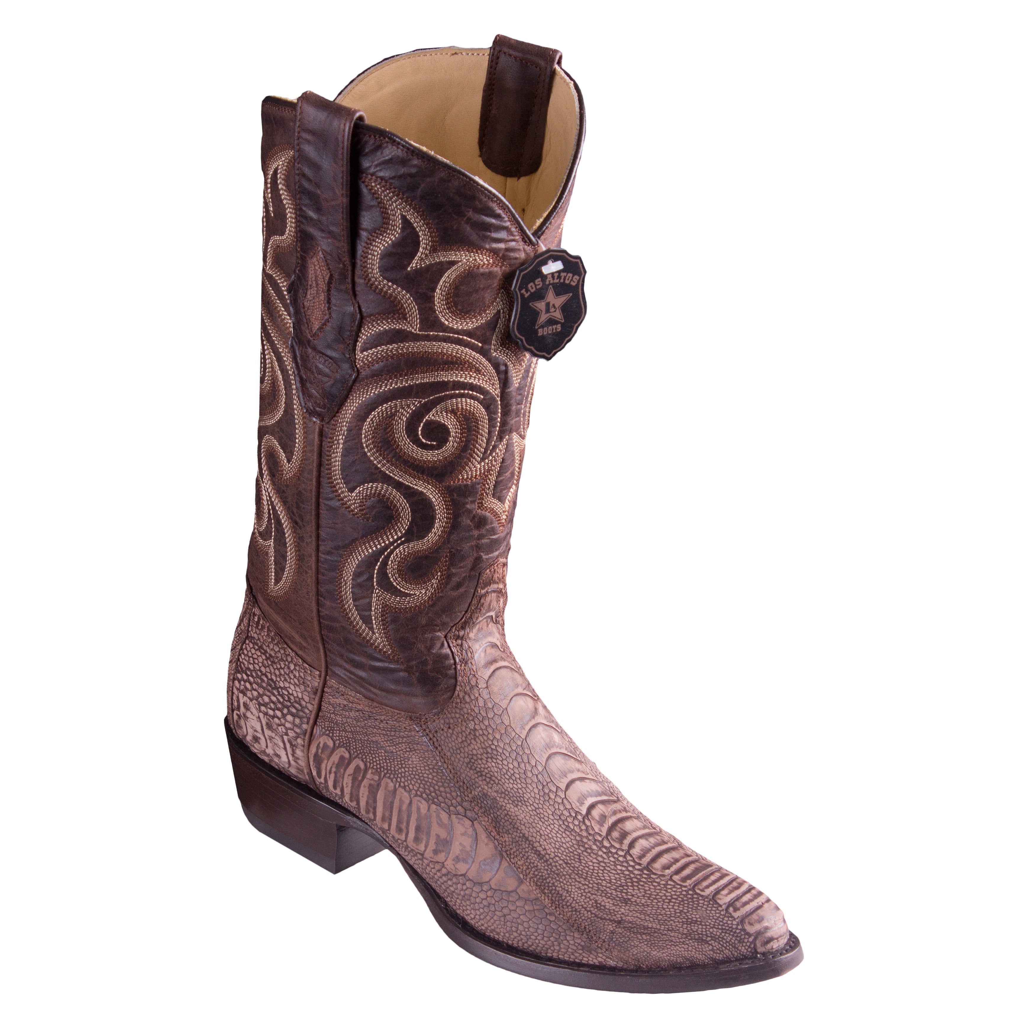 Sanded Brown Ostrich Leg Boots - D
