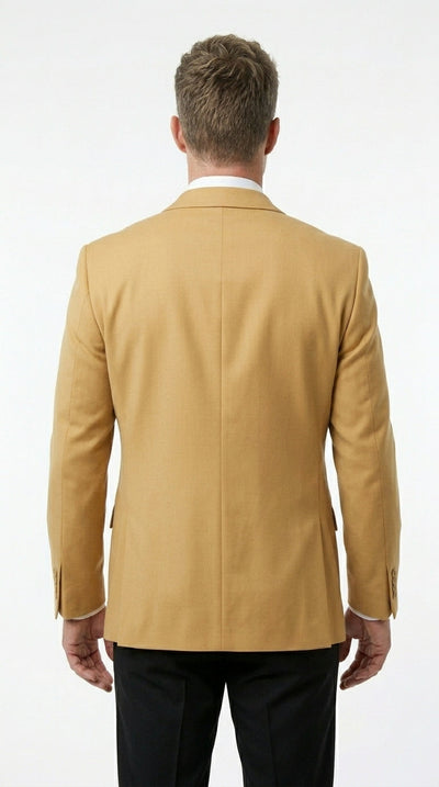 Men’s Camel Blazer, Classic Two Button Business Casual Wedding Summer Sport Coat Jacket in Khaki Bronze Color Modern Fit