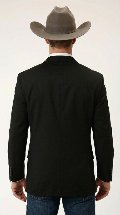Men’s Black Linen Western Cowboy Blazer – Lightweight Formal Blazer Jacket for Wedding - Country Summer Jacket