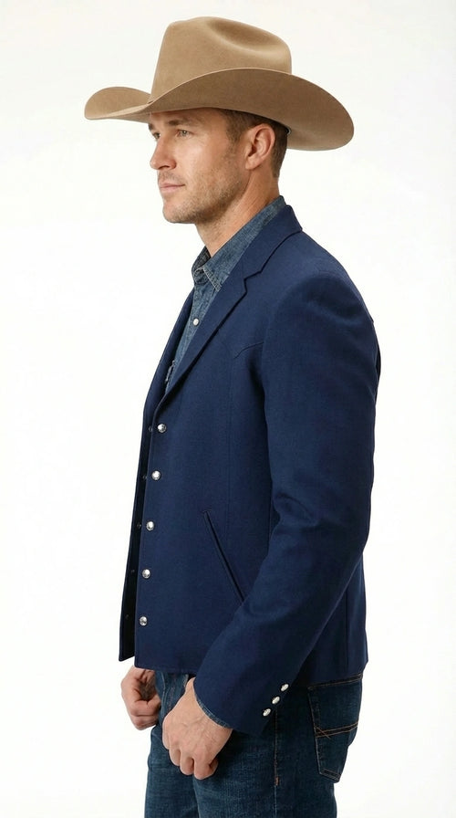Mens Navy Blue Western Blazer Set Cowboy Style Jacket and Pants Outfit Classic Country Western Ensemble