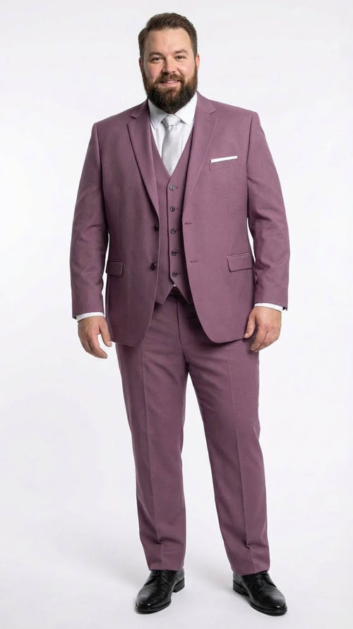 Mens Mauve Three-Piece Suit - Slim Fit Formal Blazer, Vest, and Trousers for Weddings Rose Gold Pinkish Color