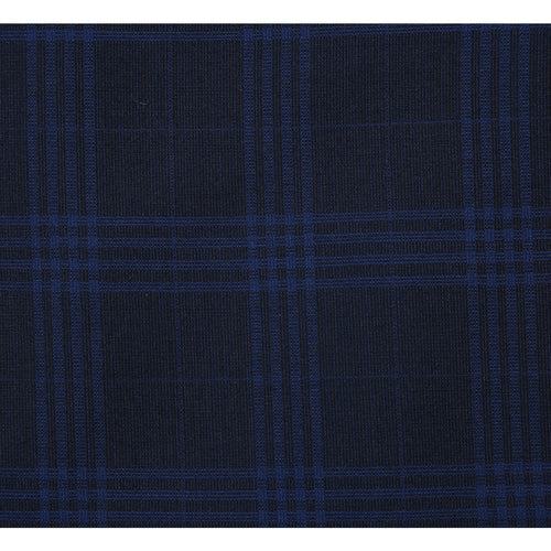 "Dark Navy Windowpane Plaid Slim Fit Two-Button Men's Suit"