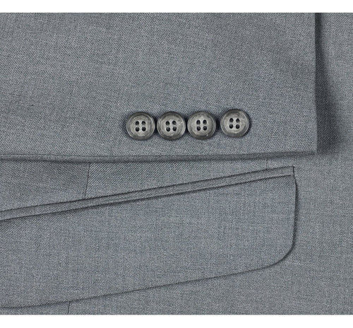 "Men's Slim Fit Two-Button Suit with Hack Pocket - Light Grey"