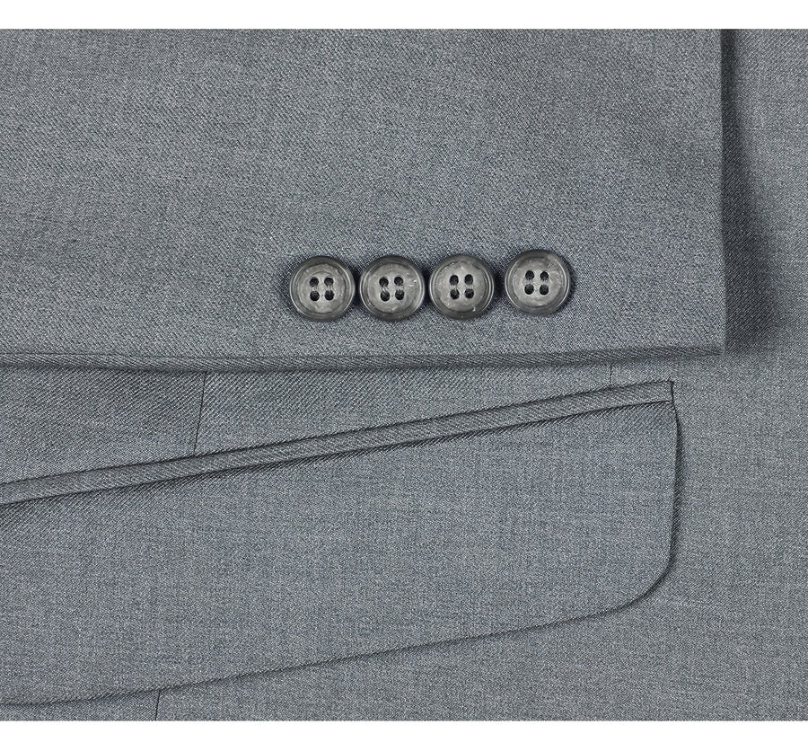 "Men's Slim Fit Two-Button Suit with Hack Pocket - Light Grey" - 34 Short