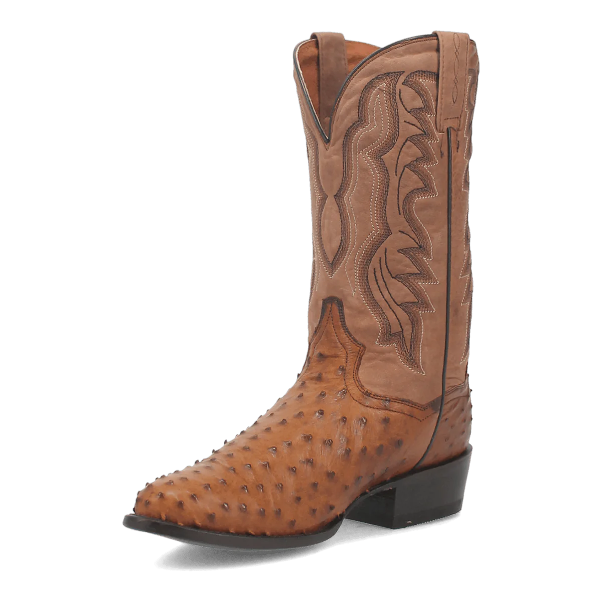 Dan Post Men's Tempe Full Quill Ostrich Round Toe Boots - Saddlebrown - 7D