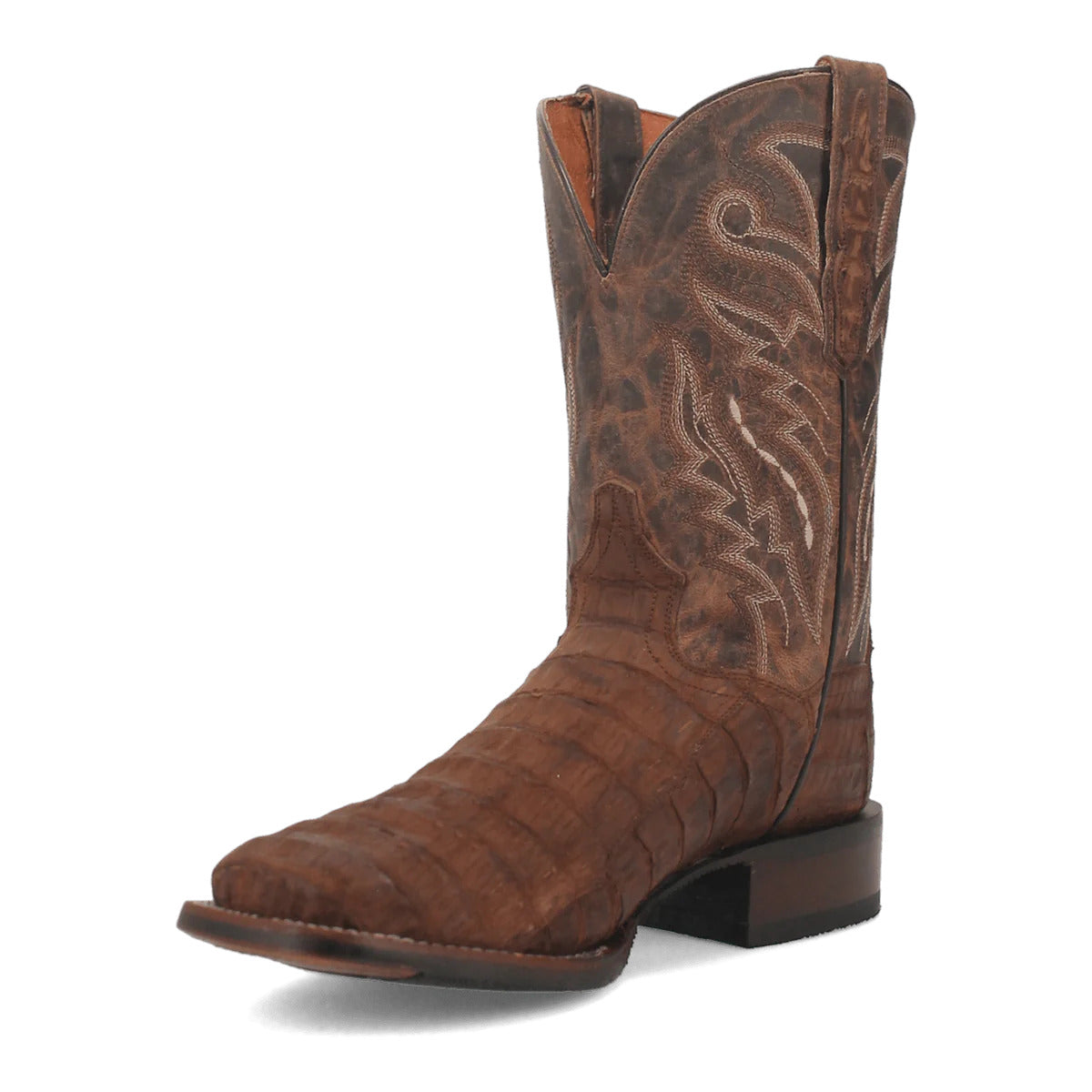 Dan Post Men's Mickey Genuine Caiman Belly Square Toe Boots - Tan - 7D