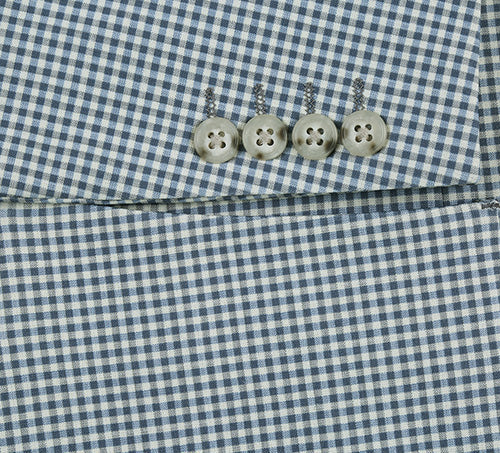 Half Canvas Slim Fit Blazer in Sage Blue Check - 40R