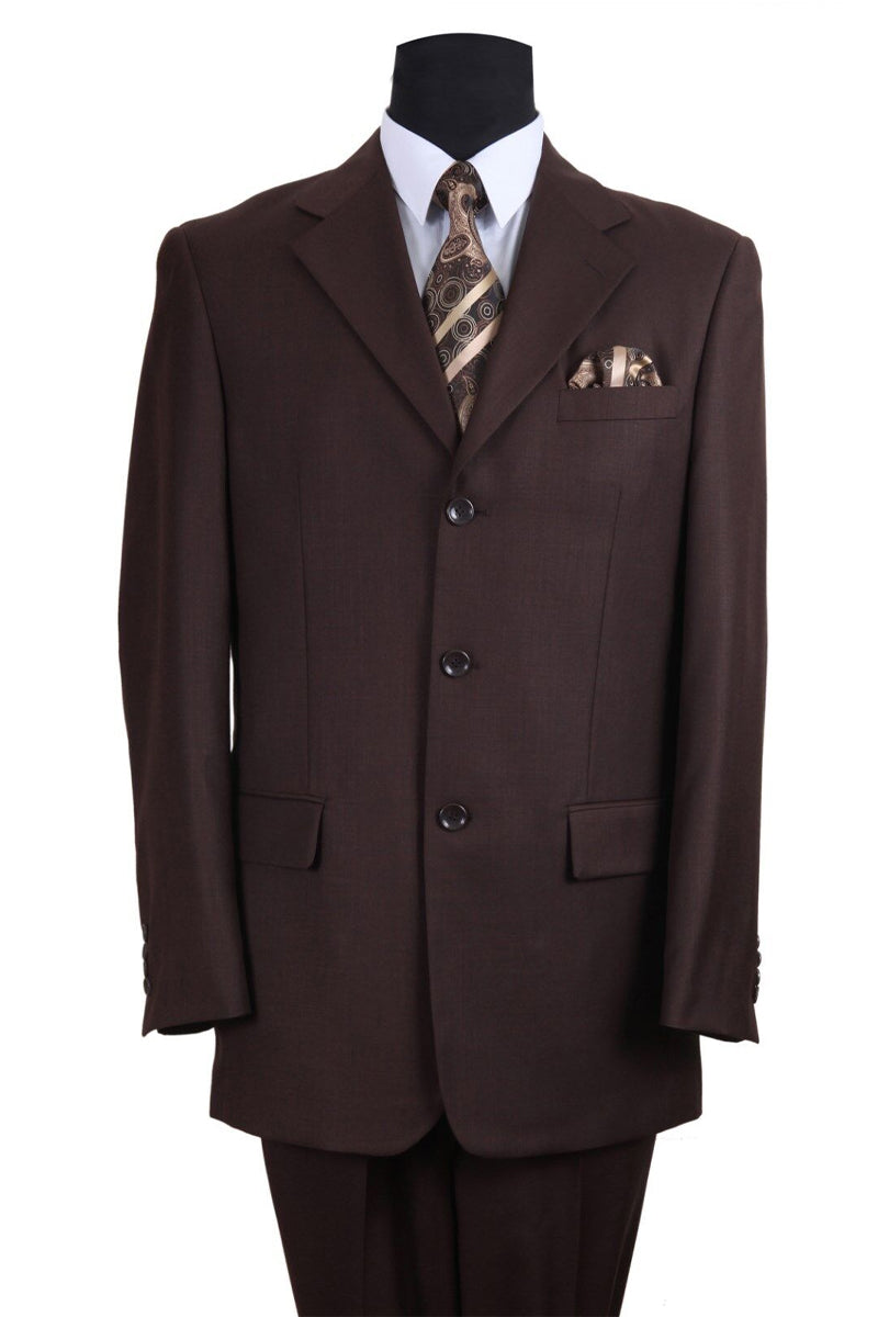 "Classic Fit Men's 3-Button Textured Brown Pant Suit" - 38 Long
