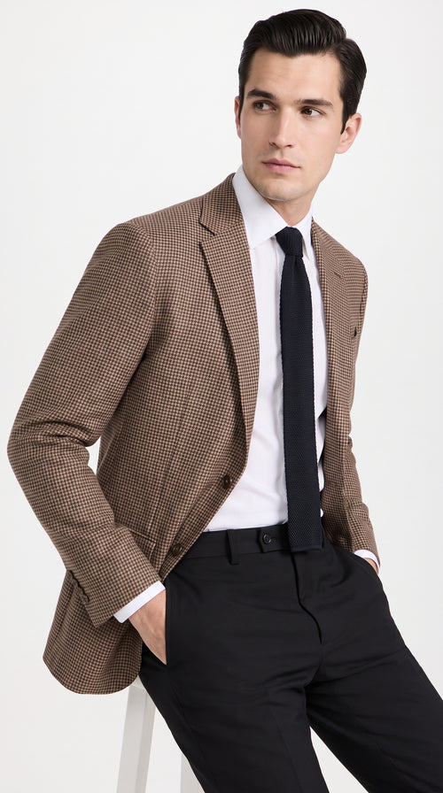 Men’s Vintage Brown Houndstooth Blazer – 1950s Coffee Check Sport Coat
