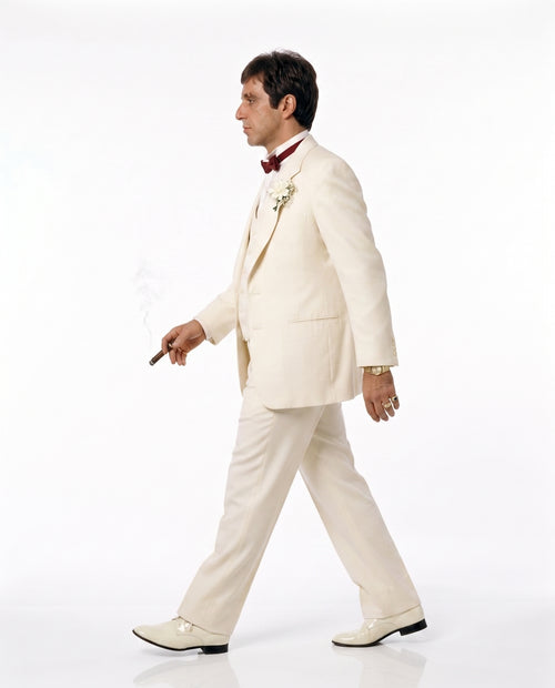 Tony Montana’s Ivory Vested Suit – Classic Ivory 3 Piece Suit for Wedding, Formal and Evening Wear