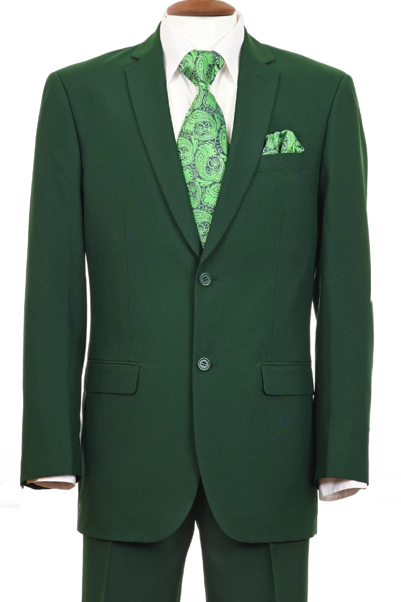 "Emerald Green Classic Fit Poplin Suit - Men's 2 Button Style"