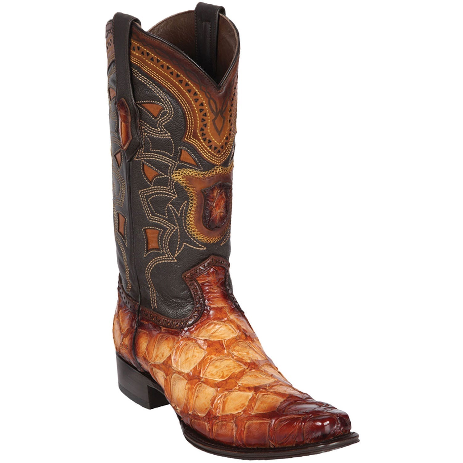 Men's Monster Fish European Square Toe Boots - Black