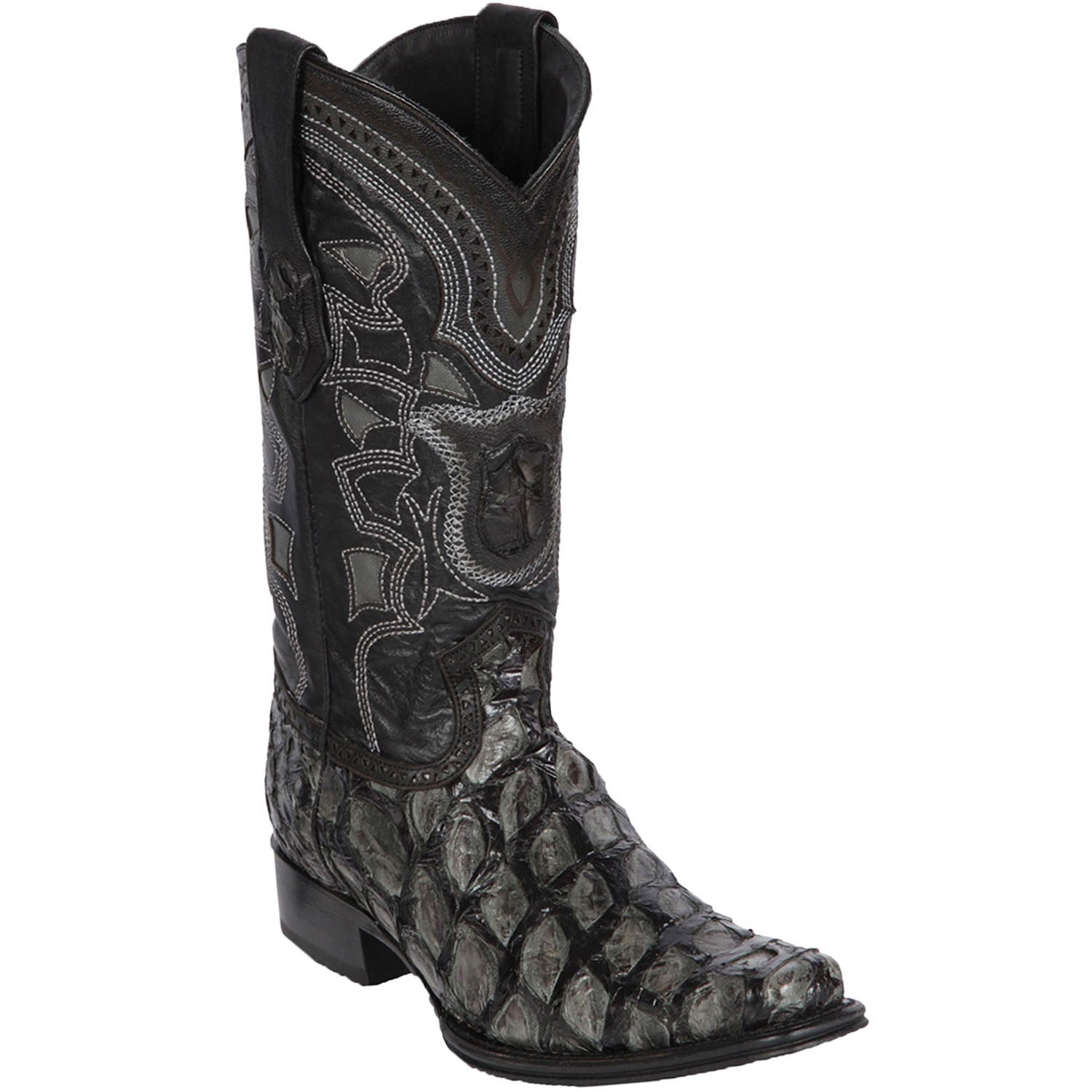 Men's Monster Fish European Square Toe Boots - Black