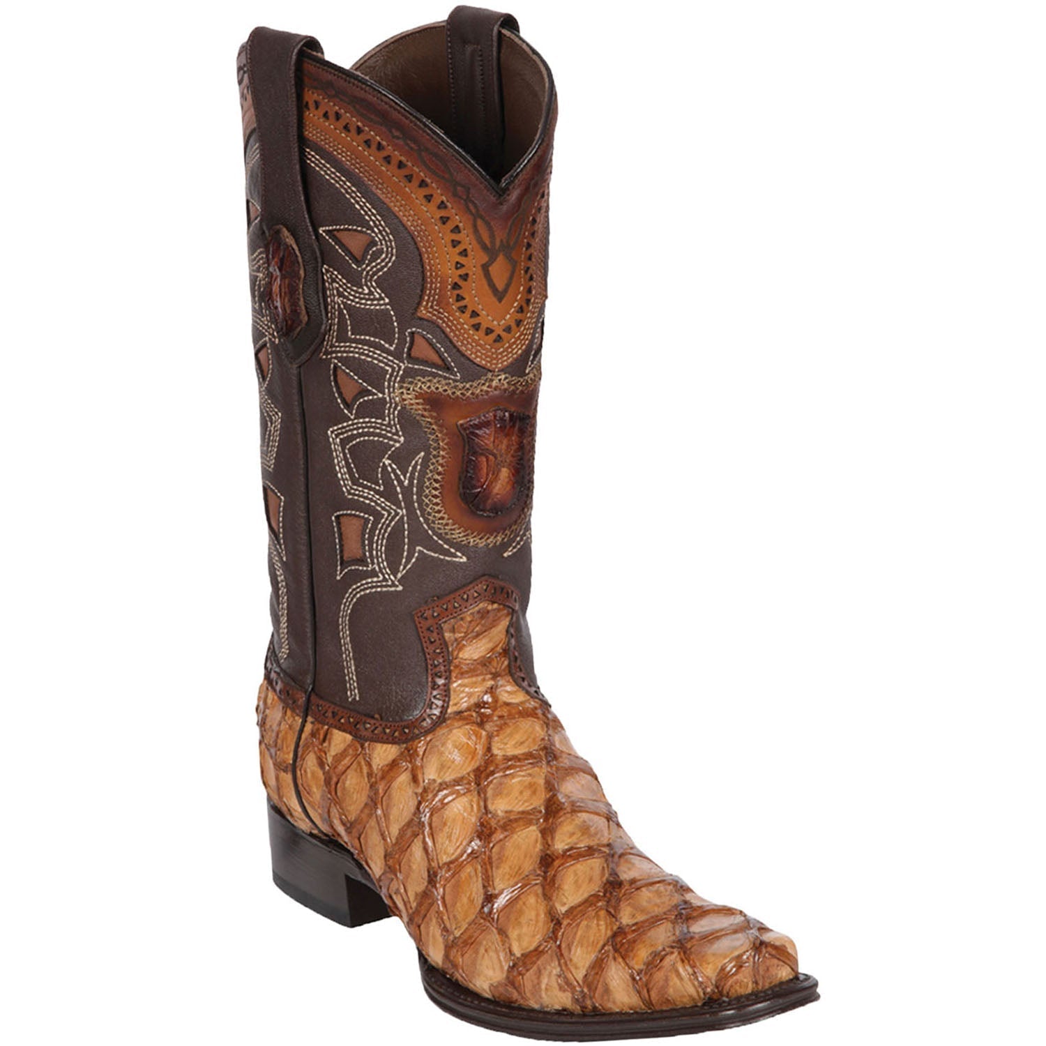 Men's Monster Fish European Square Toe Boots - Black
