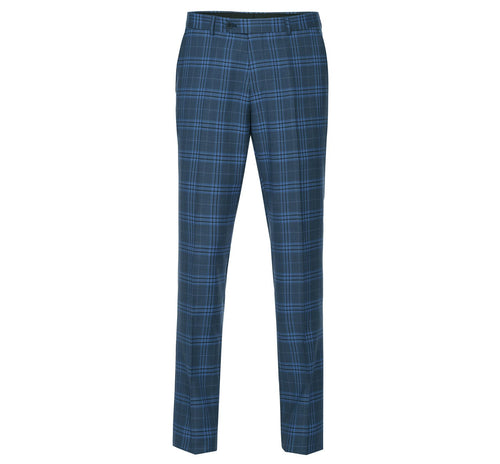 293-4 Men's 2-Piece Slim Fit Notch Lapel Stretch Windowpane Suit