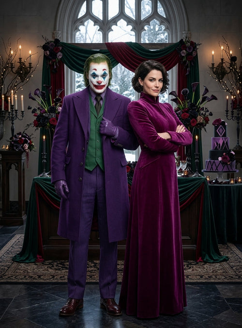 Men’s Purple Overcoat Joker Folie à Deux Arthur Fleck Inspired Long Coat – Classic Costume Trench Coat, Stylish Winter Party Wear Jacket